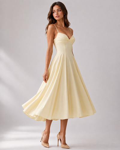 Delali | Pima Cotton Gathered Bust Midi Dress