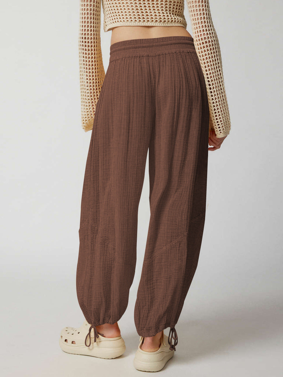 Pantalón Palazzo de Pierna Ancha para Dama · Tiro Alto con Agujeta Ajustable