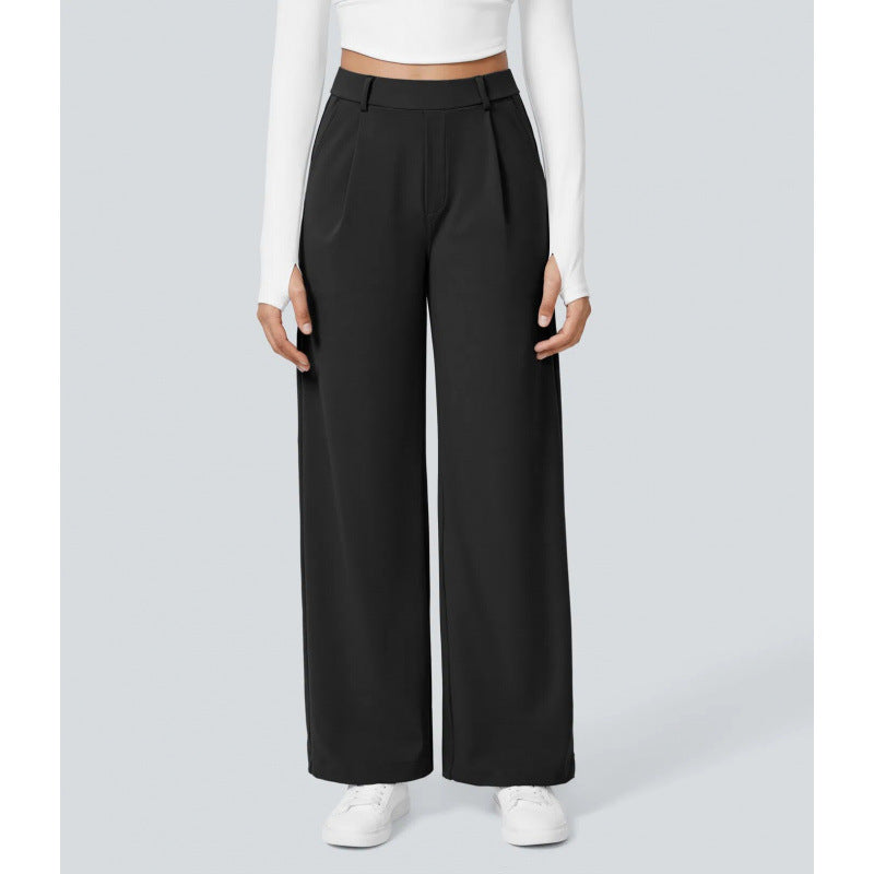 DayStretch pantalones de cintura alta para la oficina de pernera recta con bolsillos