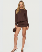 Noa | Long Sleeve Open Back Mini Dress