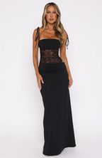 Amelie | Sheer Lace Bodice Cut-Out Maxi Dress