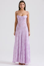 Adelle | Floral Jacquard Lace-Up Maxi Dress