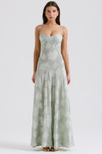 Adelle | Floral Jacquard Lace-Up Maxi Dress