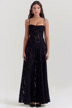 Sharon | Floral Embroidered Bodycon Maxi Dress