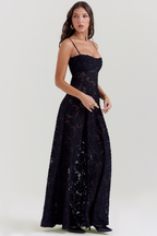 Sharon | Floral Embroidered Bodycon Maxi Dress