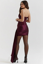 Aveline | Satin Finish Double-Layered Mini Dress
