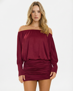 Sola | Ruched Mini Dress Draped Relaxed Top & Fitted Skirt