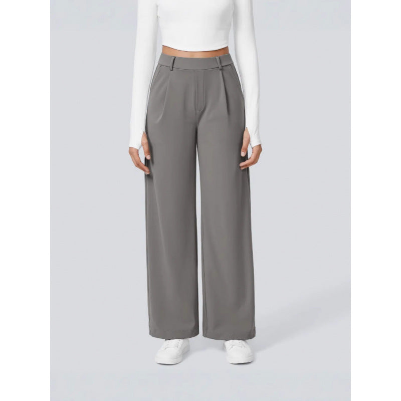 DayStretch pantalones de cintura alta para la oficina de pernera recta con bolsillos