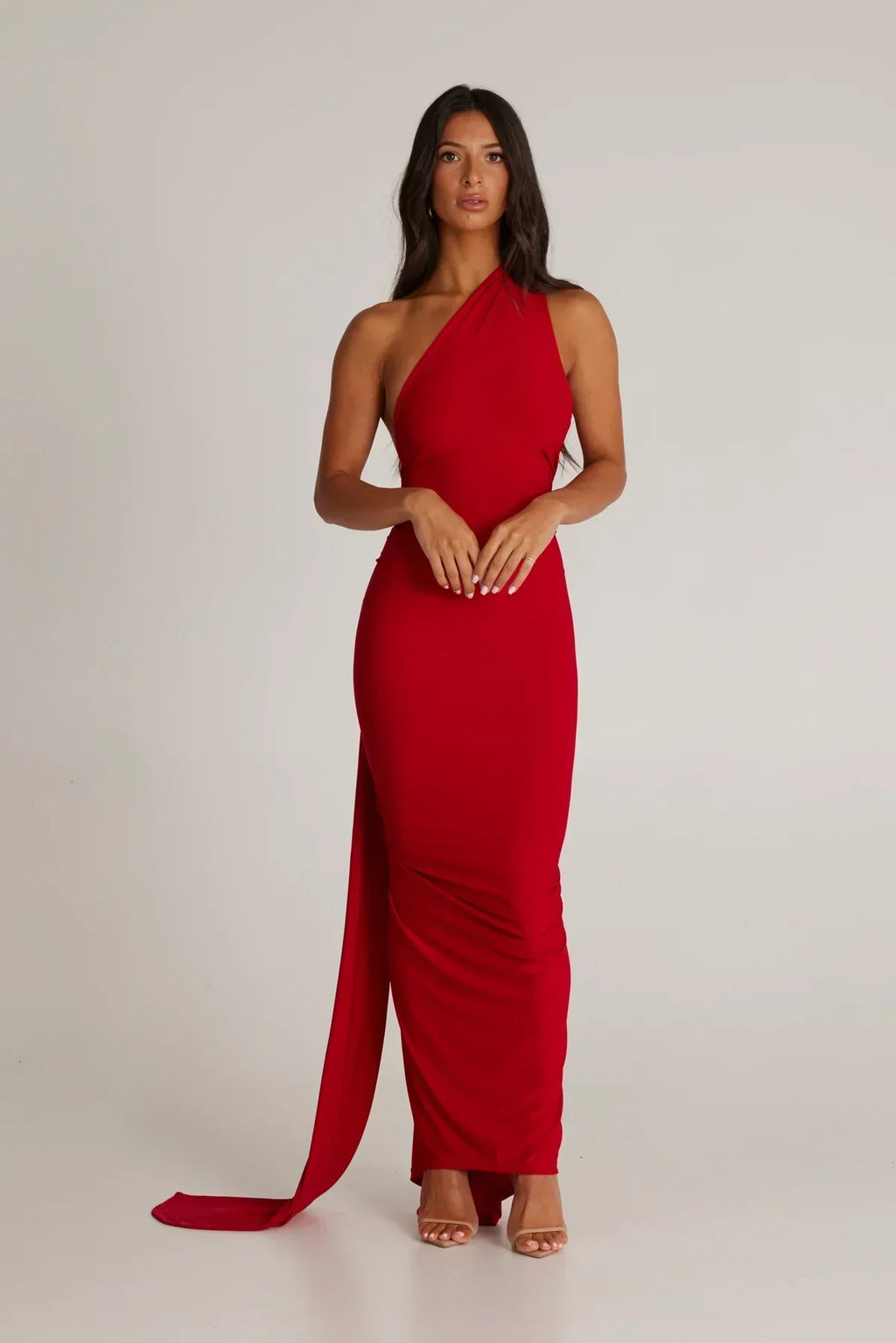 Tina | Versatile Sash One-Shoulder Grecian Maxi Dress