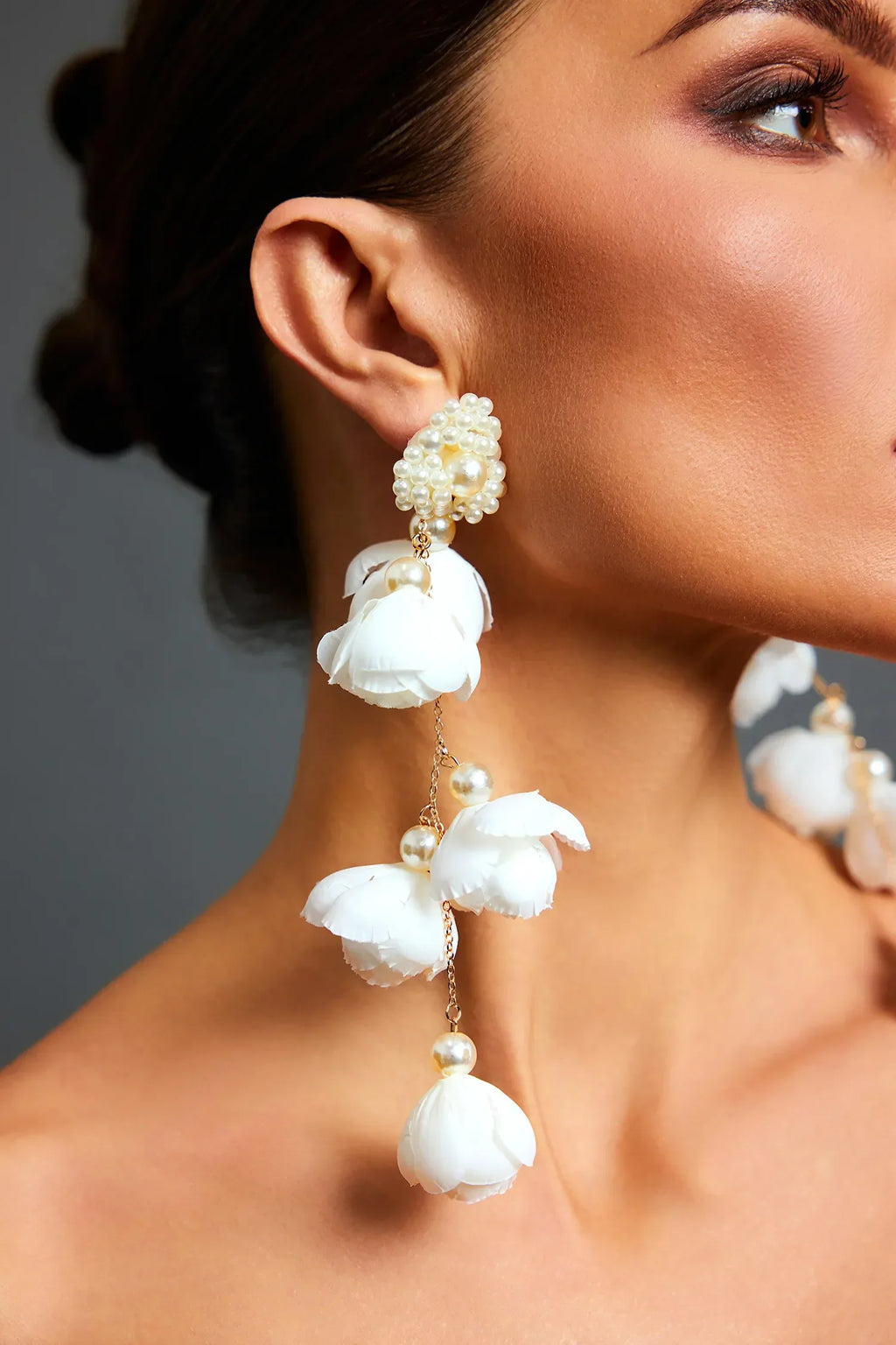 Pendientes Flores con perla blanca Camelia