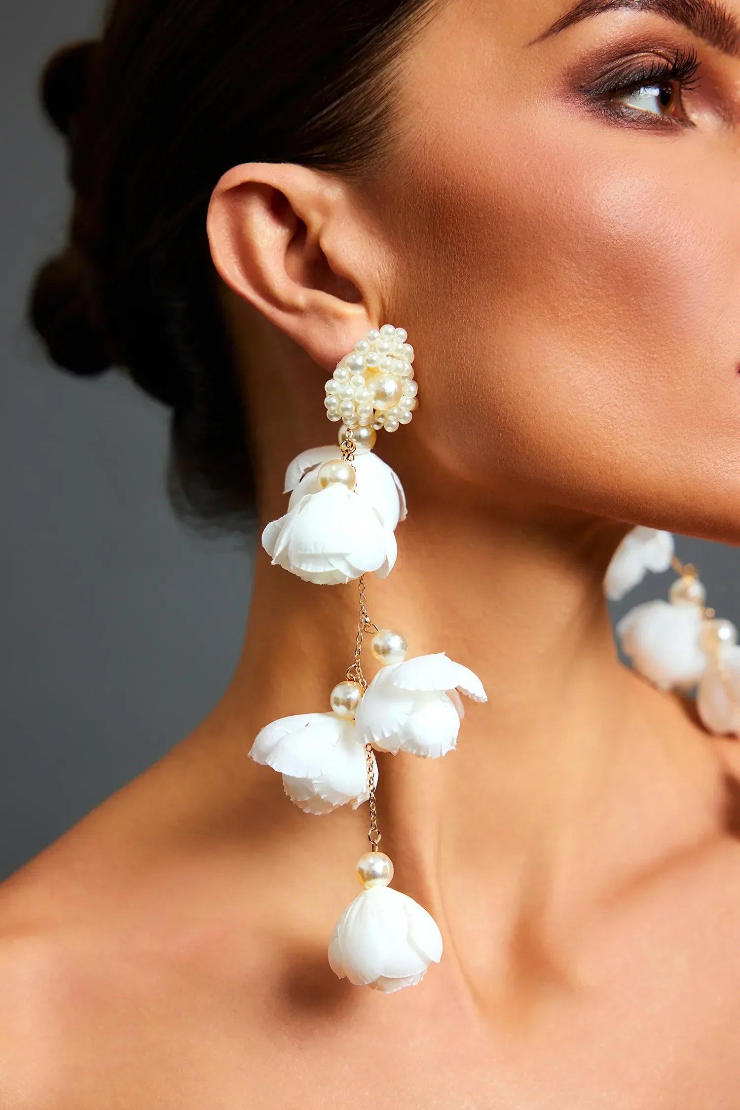 Pendientes Flores con perla blanca Camelia