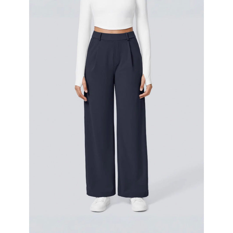 DayStretch pantalones de cintura alta para la oficina de pernera recta con bolsillos