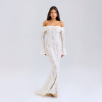 Lissy | Bell Sleeve Lace Off-Shoulder Maxi Dress