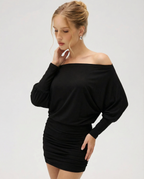 Sola | Ruched Mini Dress Draped Relaxed Top & Fitted Skirt