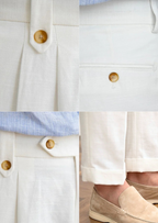 Pantalones Napoli plisados de estilo costero - Blanco