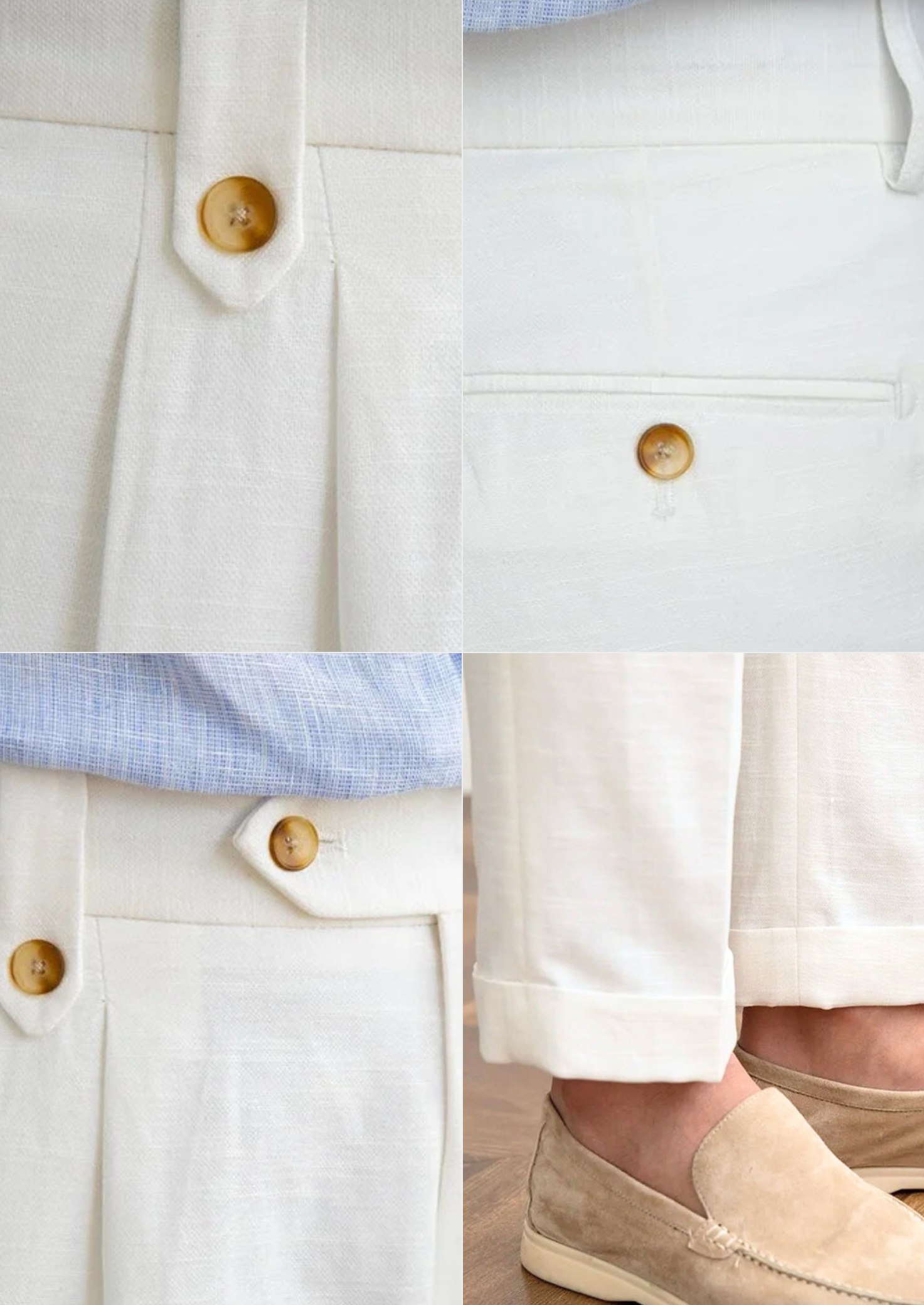 Pantalones Napoli plisados de estilo costero - Blanco