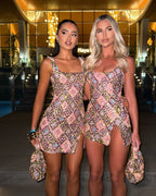 Crystal | Flattering Golden Hour Shimmer Mini Dress