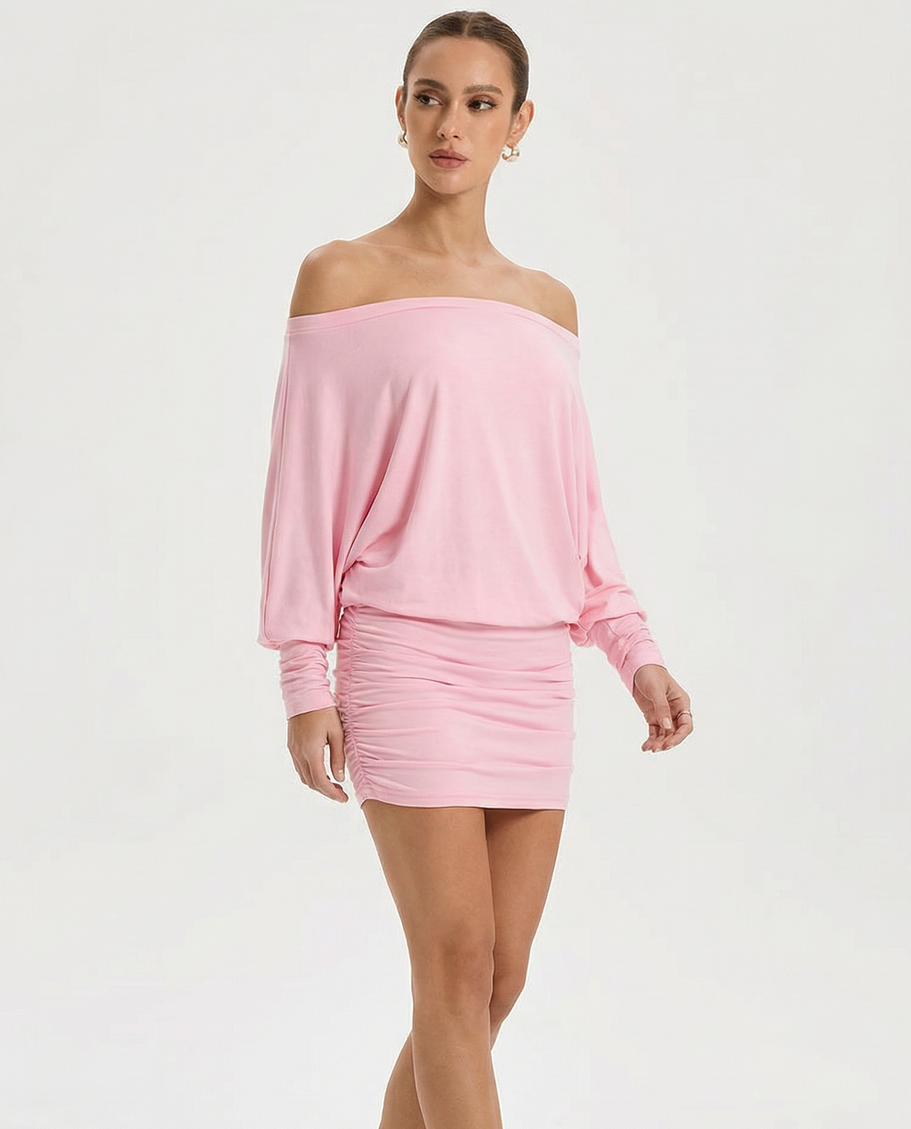 Jaimey | Draped Top Ruched Fitted Skirt Mini Dress