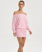 Sola | Ruched Mini Dress Draped Relaxed Top & Fitted Skirt