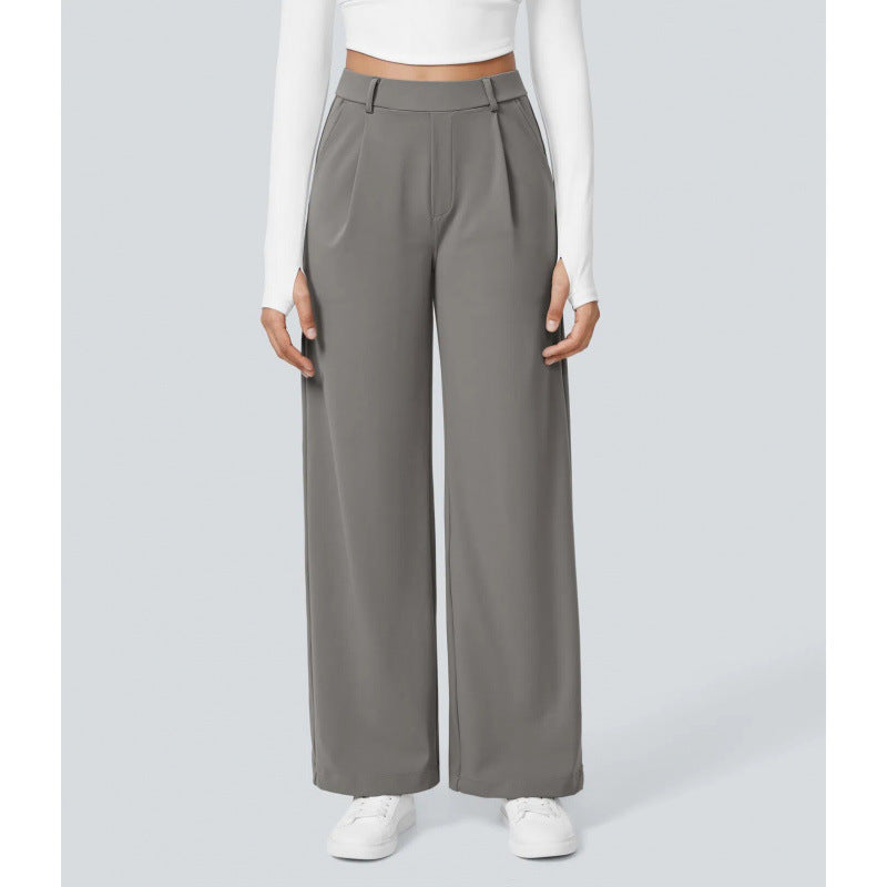 DayStretch pantalones de cintura alta para la oficina de pernera recta con bolsillos