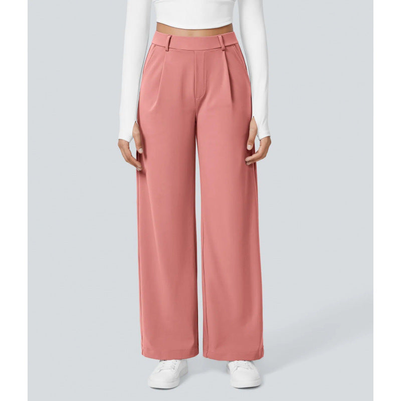 DayStretch pantalones de cintura alta para la oficina de pernera recta con bolsillos