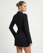 Cherry | High Neck Flare Cuff Sculpted Mini Dress