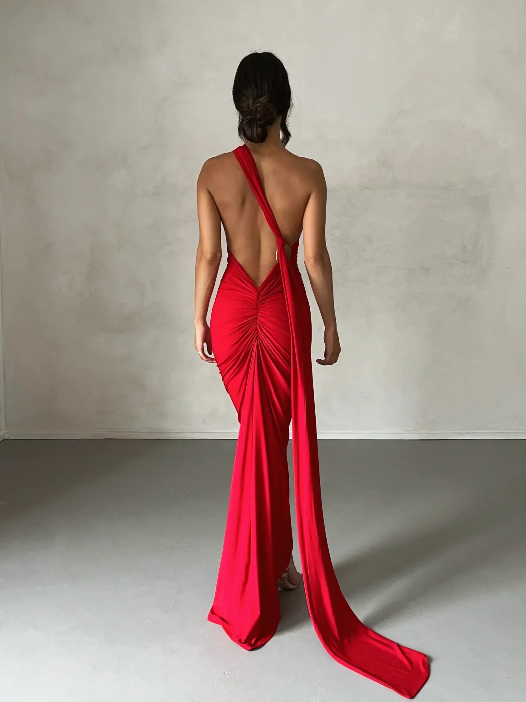 Tina | Versatile Sash One-Shoulder Grecian Maxi Dress
