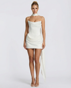 Lux | Draped Halter Asymmetric Sash Corset Mini Dress