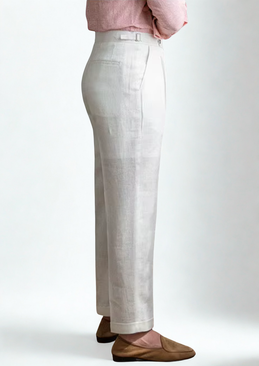 Pantalones plisados toscanos de estilo costero - blanco