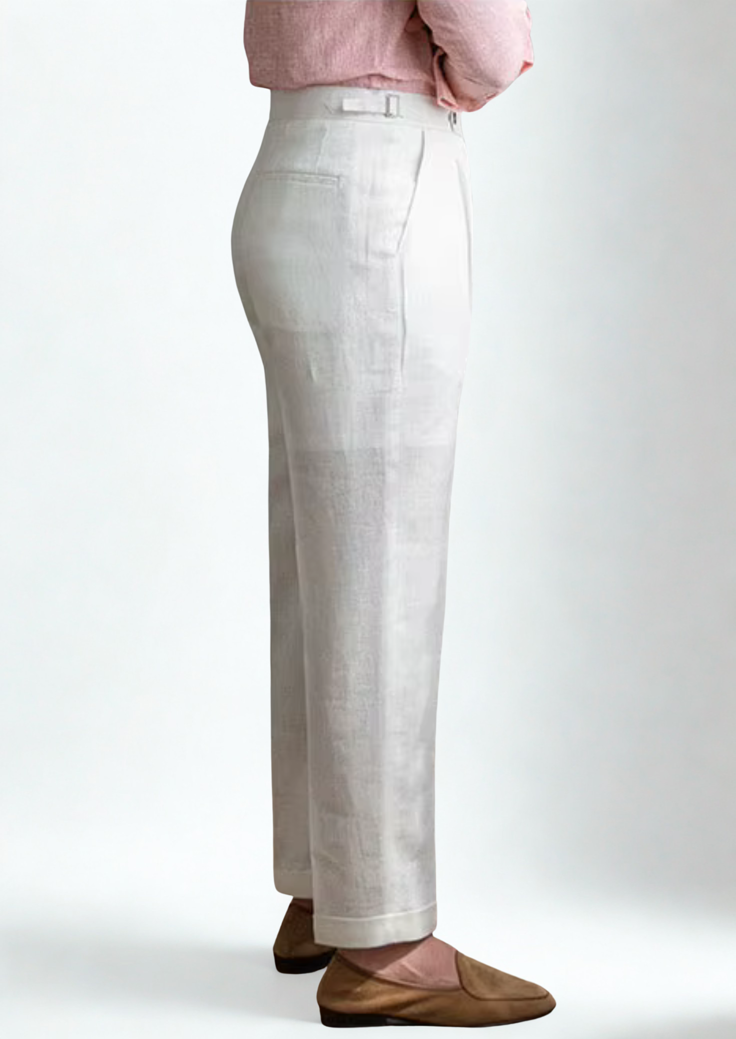 Pantalones plisados toscanos de estilo costero - blanco