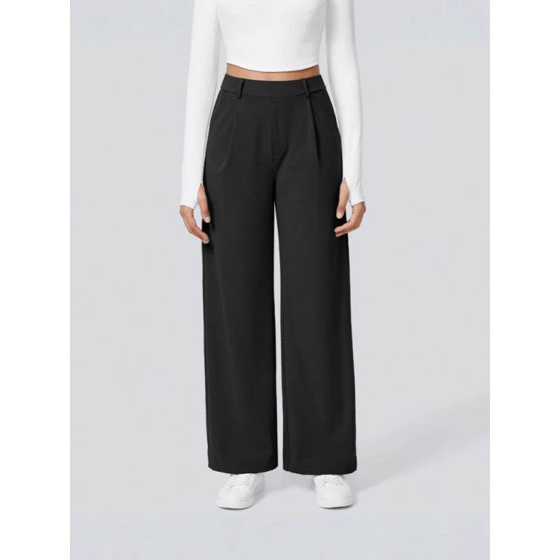 DayStretch pantalones de cintura alta para la oficina de pernera recta con bolsillos