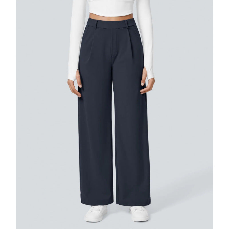 DayStretch pantalones de cintura alta para la oficina de pernera recta con bolsillos