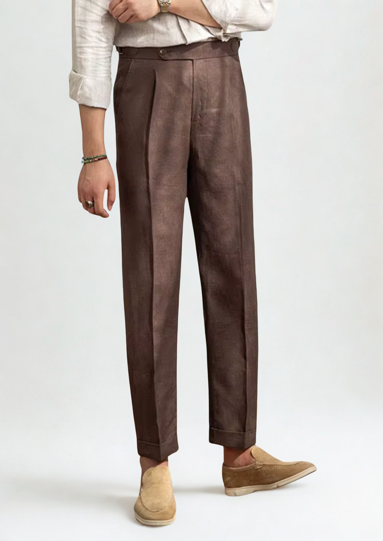Pantalones Tuscany plisados costeros - Marrón oscuro