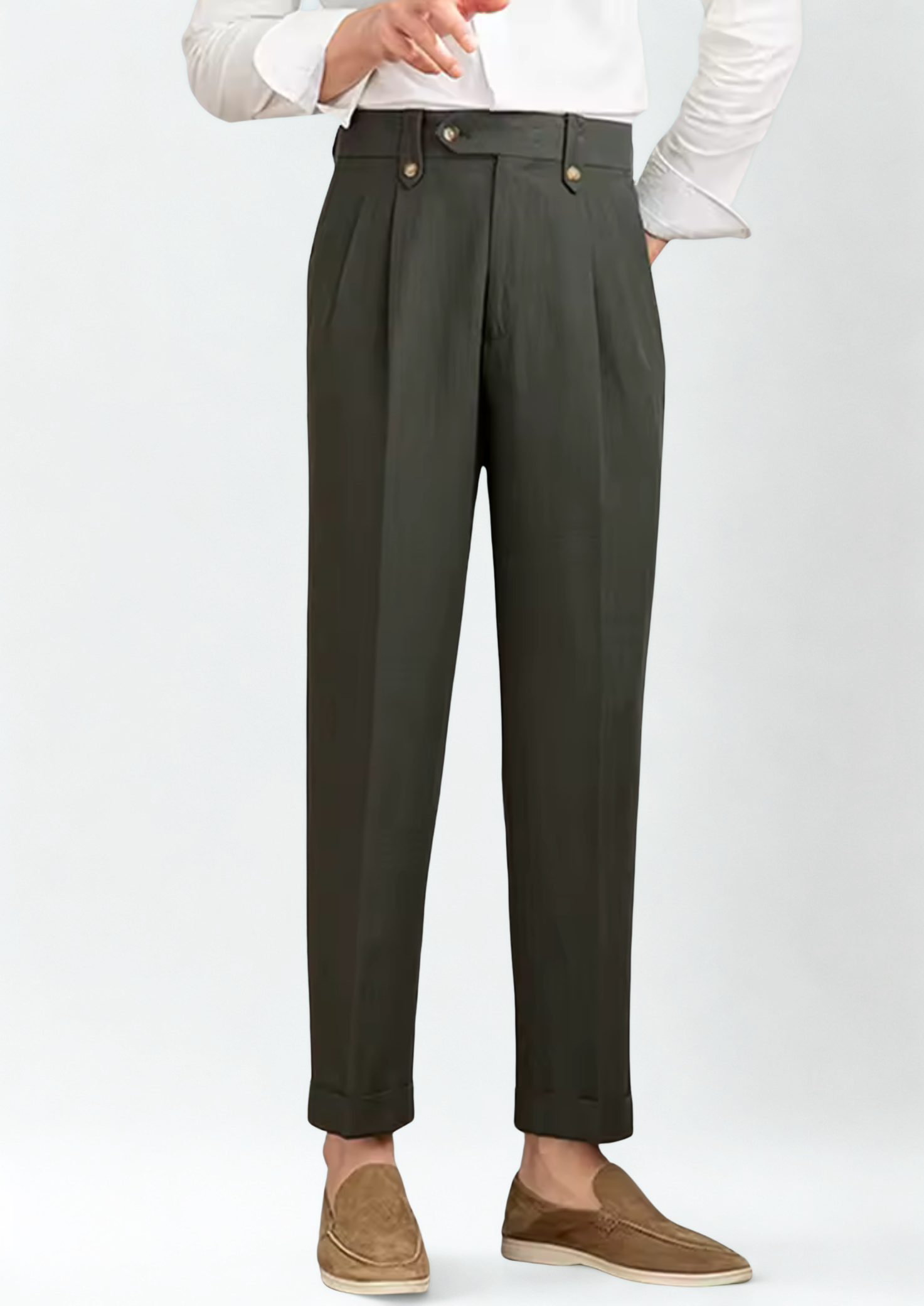 Napoli pantalones plisados costeros - Olivo
