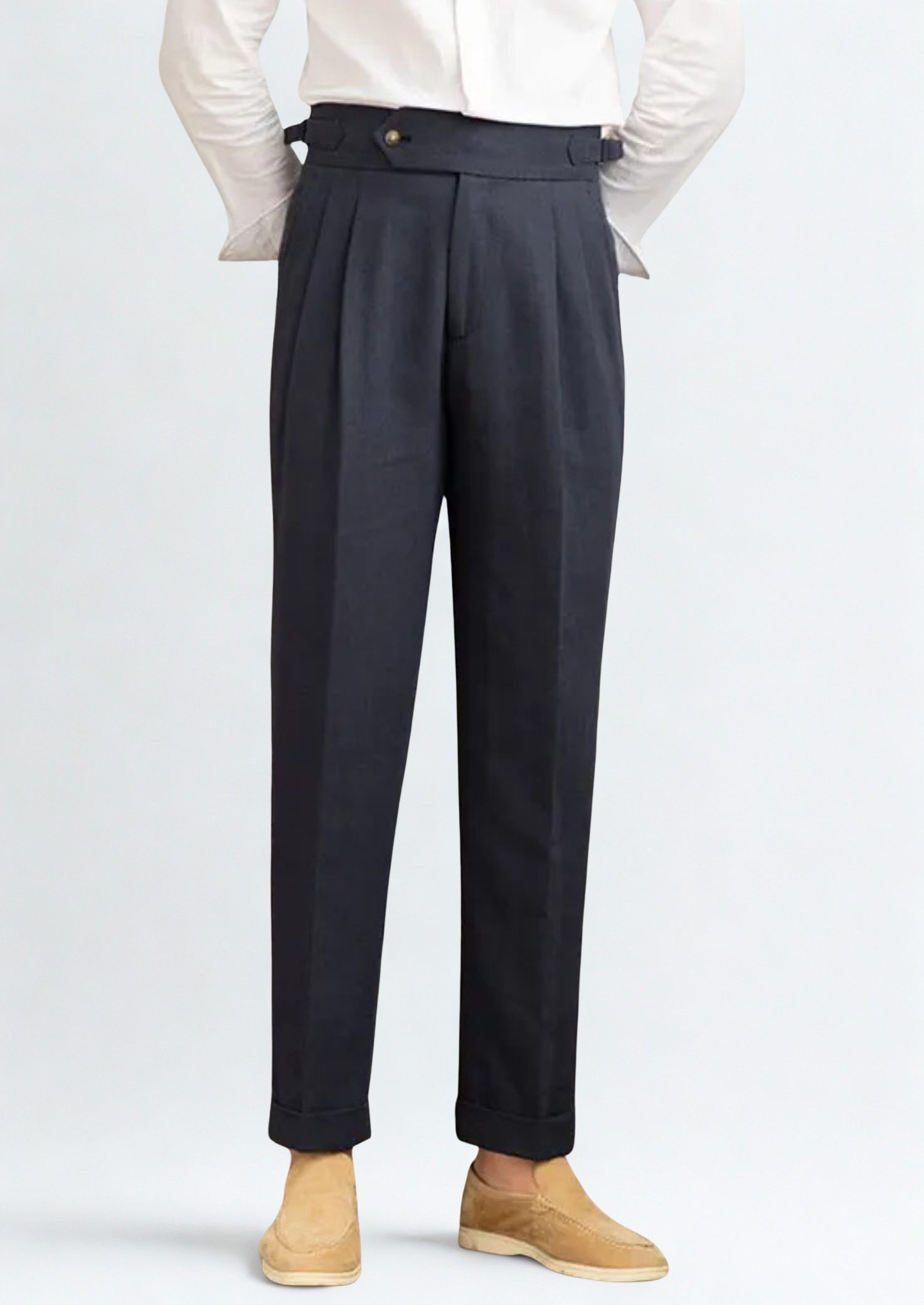 Pantalones plisados de corte costero Cagliari - Azul marino