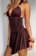 Marlene | Ruched Halter Mini Dress