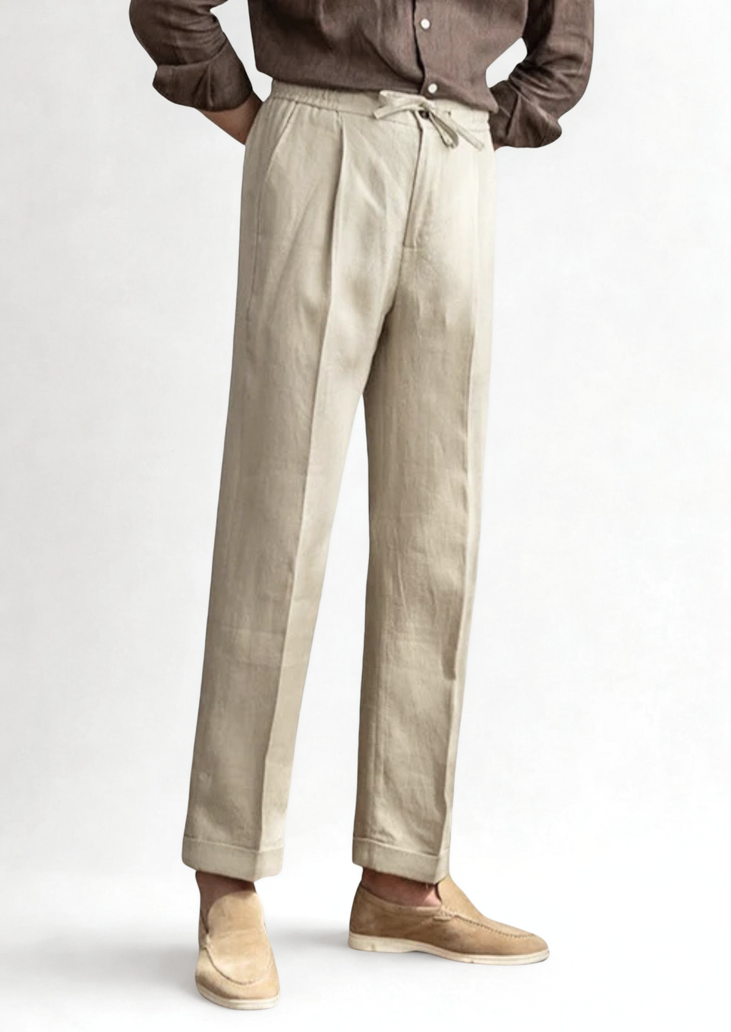Pantalones de estilo costero con cordón - Arena