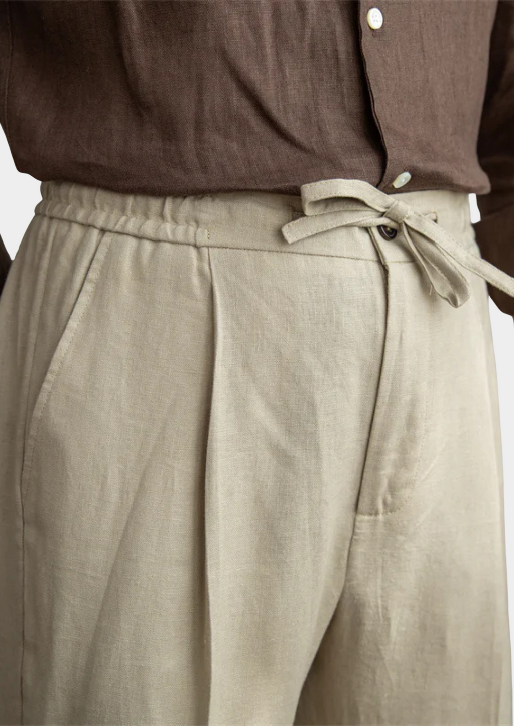 Pantalones de estilo costero con cordón - Arena