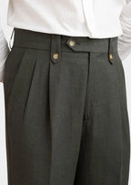Napoli pantalones plisados costeros - Olivo