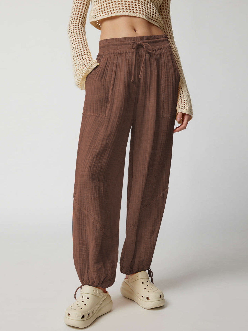 Pantalón Palazzo de Pierna Ancha para Dama · Tiro Alto con Agujeta Ajustable