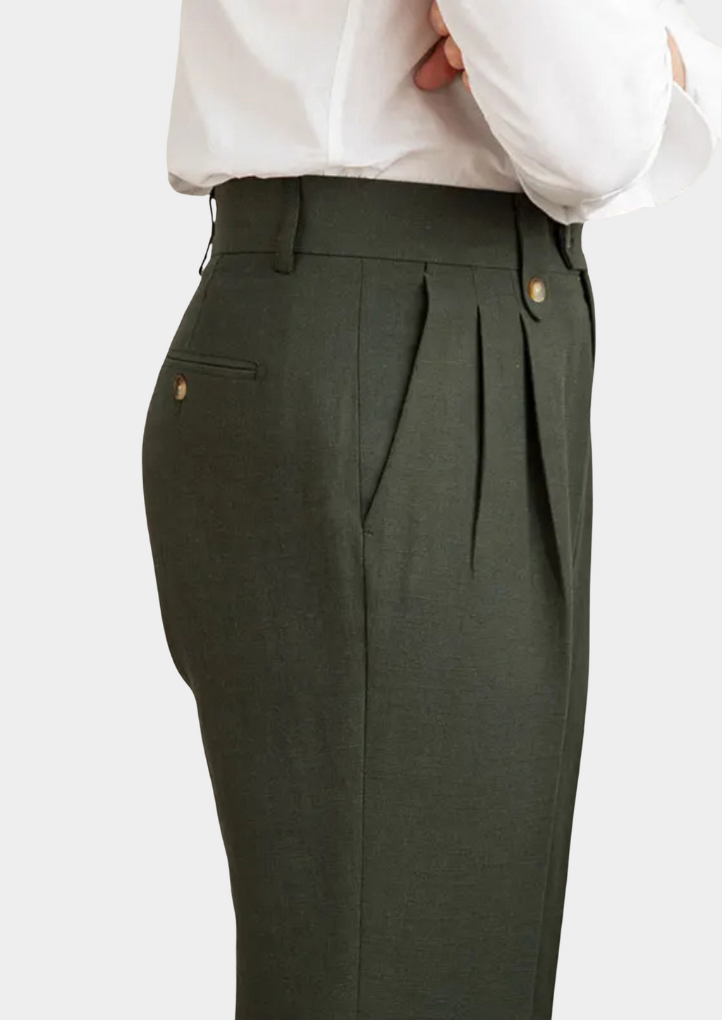 Napoli pantalones plisados costeros - Olivo