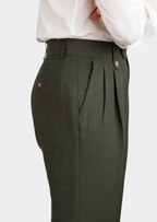 Napoli pantalones plisados costeros - Olivo