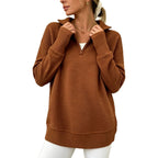 Womens Long-sleeve Pullover Top With A Half-zip