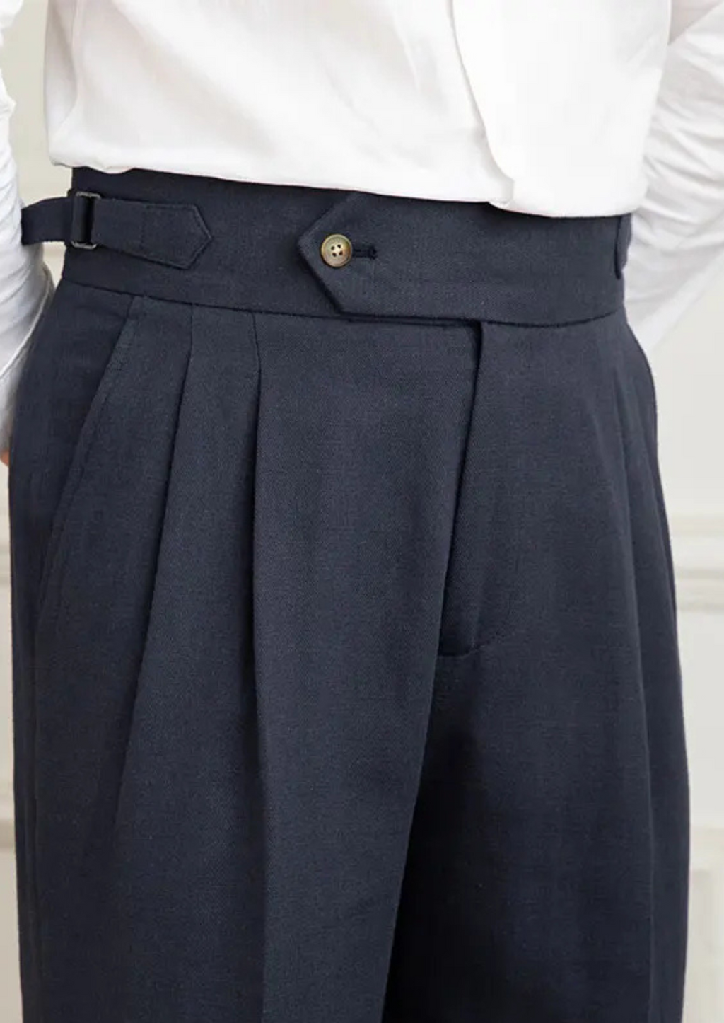 Pantalones plisados de corte costero Cagliari - Azul marino