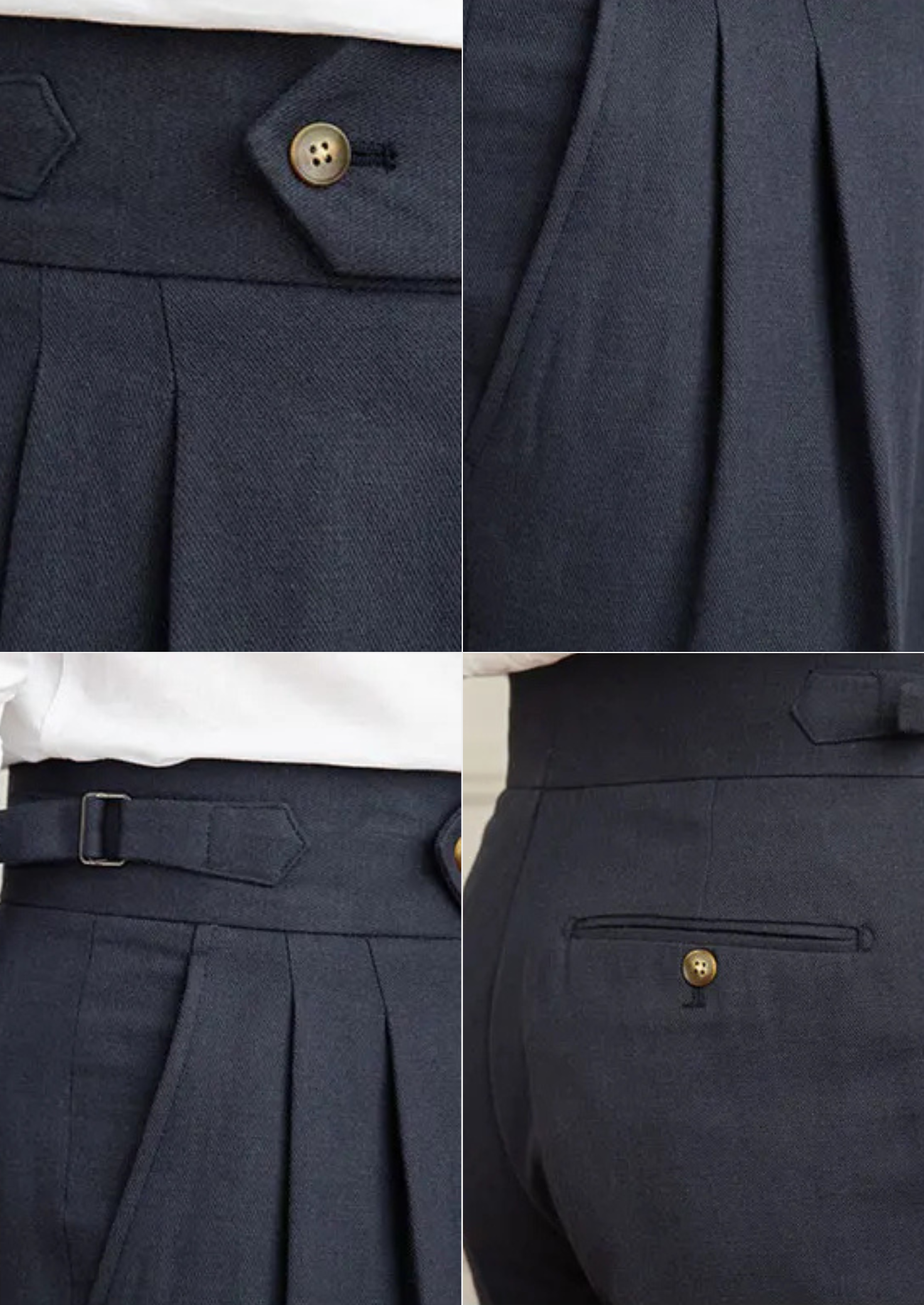 Pantalones plisados de corte costero Cagliari - Azul marino