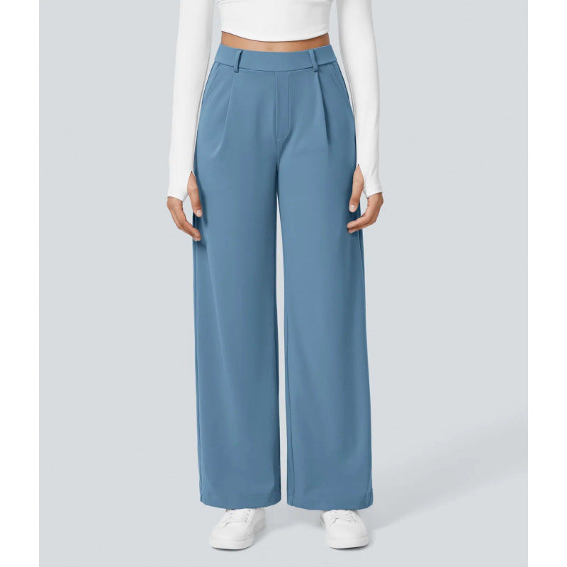 DayStretch pantalones de cintura alta para la oficina de pernera recta con bolsillos