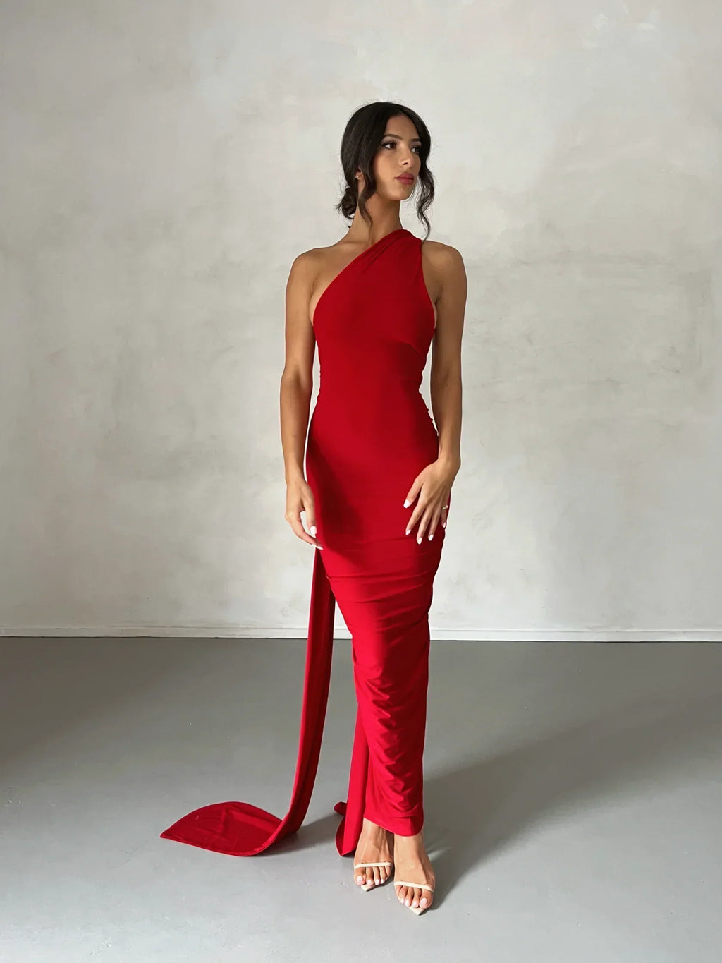 Tina | Versatile Sash One-Shoulder Grecian Maxi Dress