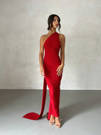 Tina | Versatile Sash One-Shoulder Grecian Maxi Dress