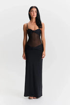Eleina | Twist-Knot Mesh Panel Maxi Dress