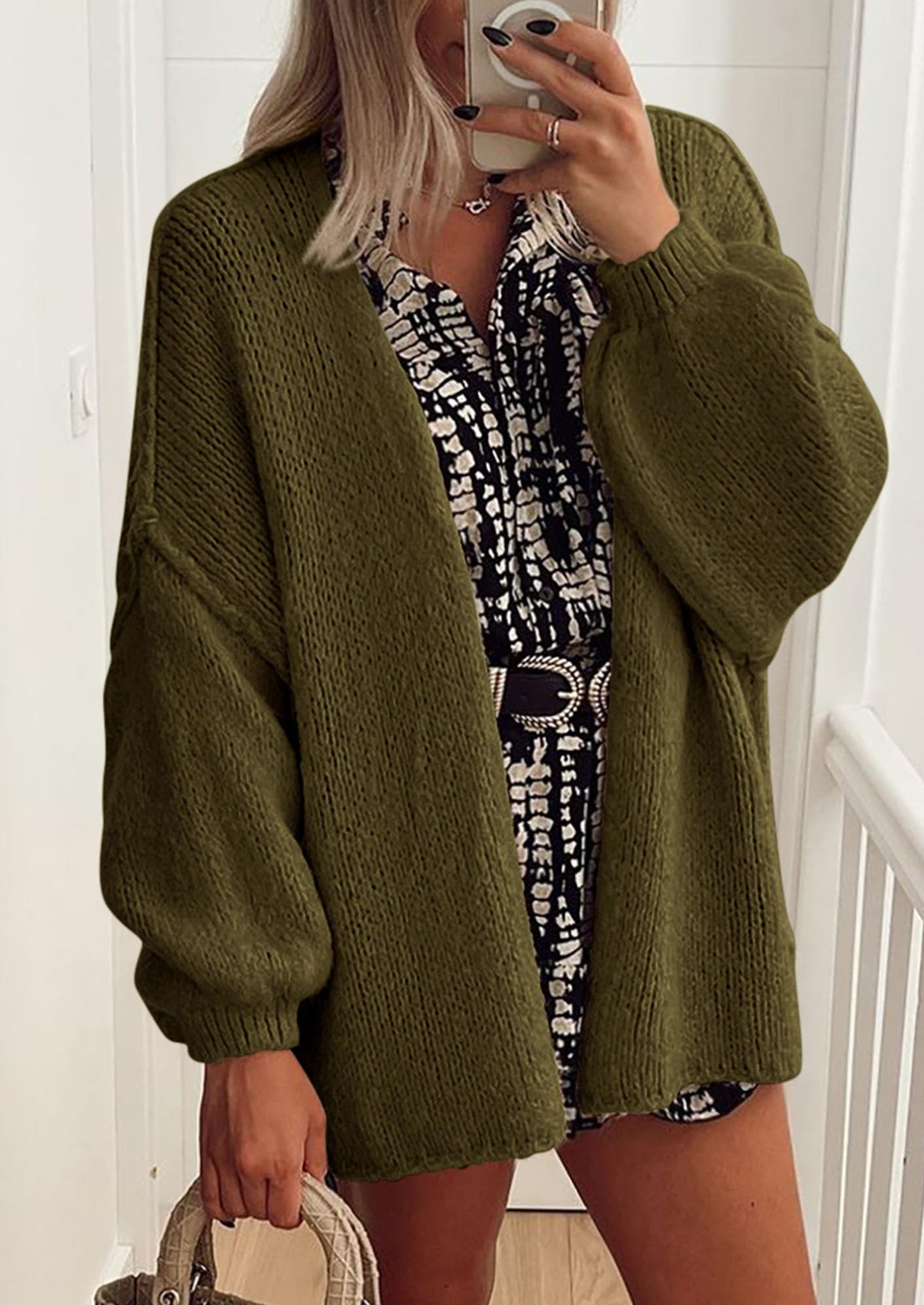 Womens Oversized Cardigan Sweaters Fall Long Lantern Sleeve Knit